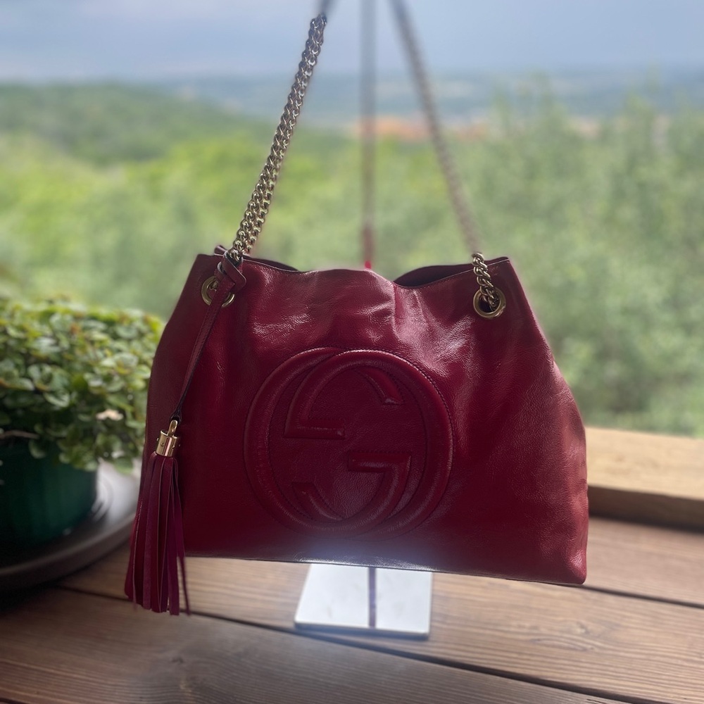 Gucci SOHO Red Leather Chain Shoulder Bag EUC. COA in pics.
